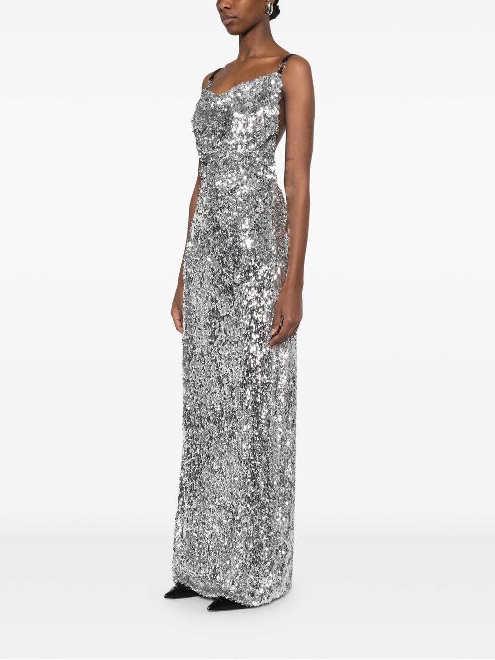 Coperni Silver Sequin Maxi Dress
